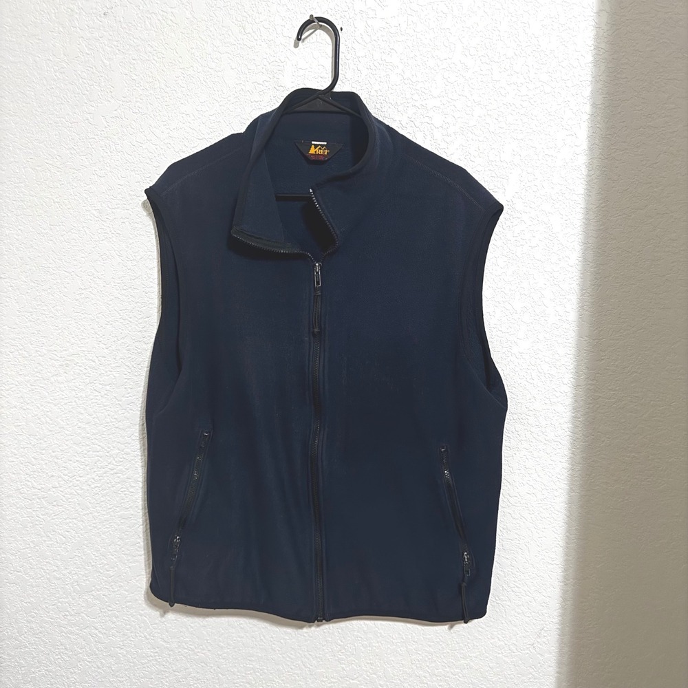 VINTAGE REI Polartec Fleece Vest Mens L Navy‎ Blue Full Zip Hiking Gorpcore